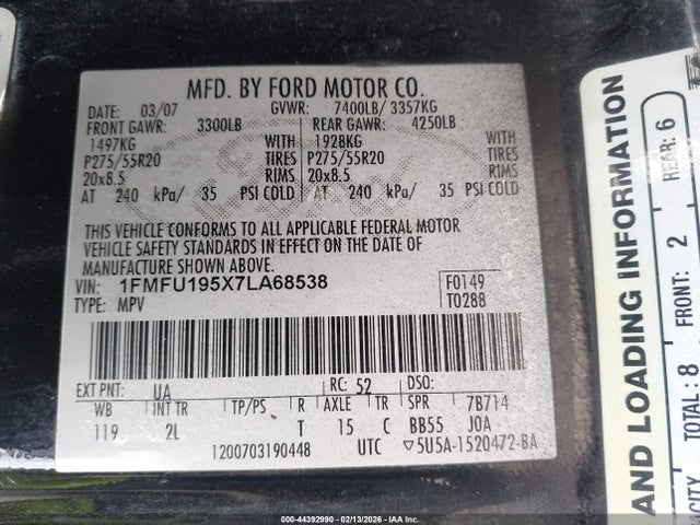 2007 FORD EXPEDITION 1FMFU195X7LA68538 Photo 8