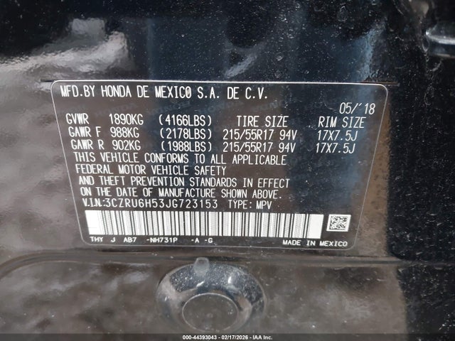 2018 HONDA HR-V 3CZRU6H53JG723153 Photo 8