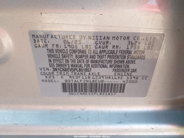 3N1CN8EV5PL851857 Nissan Versa 1.6 Sv Xtronic Cvt