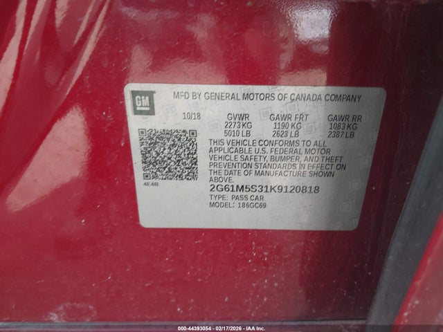 2019 CADILLAC XTS 2G61M5S31K9120818 Photo 8