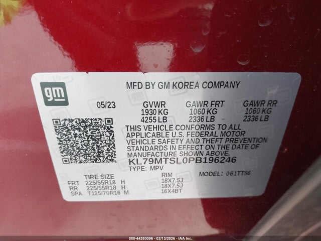KL79MTSL0PB196246 Chevrolet Trailblazer Fwd Rs
