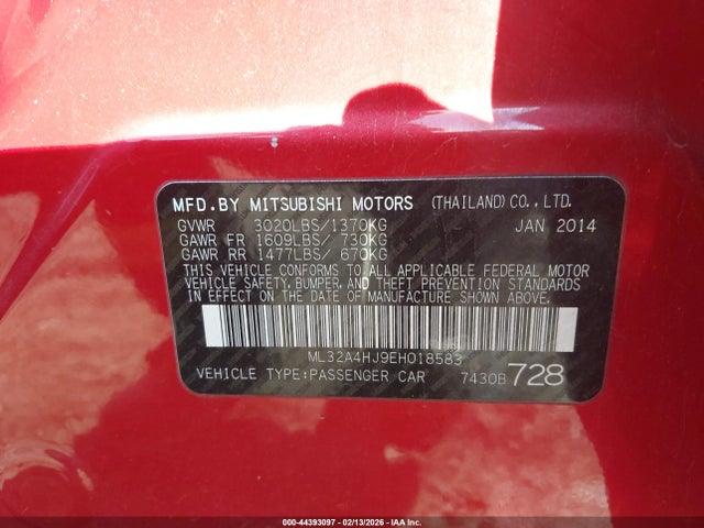 ML32A4HJ9EH018583 Mitsubishi MIRAGE ES