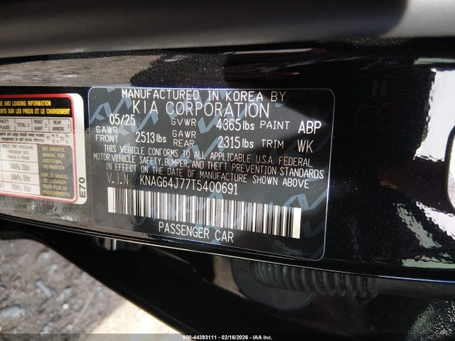 KNAG64J77T5400691 KIA K5 Gt-line Fwd