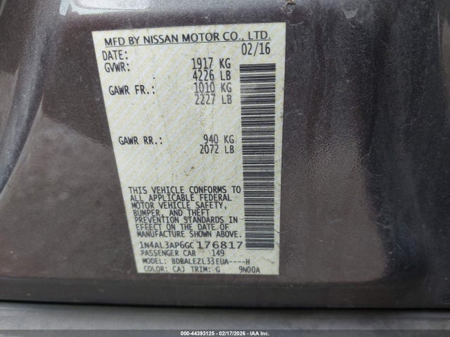 1N4AL3AP6GC176817 Nissan Altima 2.5 S