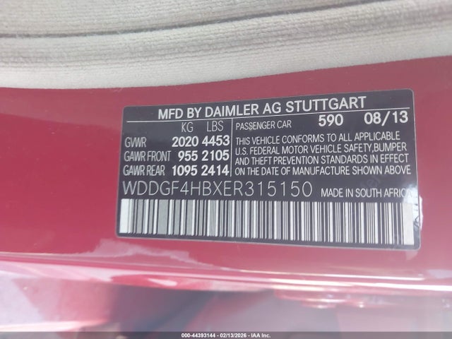 Aukcja sprzedaży 2014 Mercedes-benz C 250 Sport, vin: WDDGF4HBXER315150, numer aukcji: 44393144