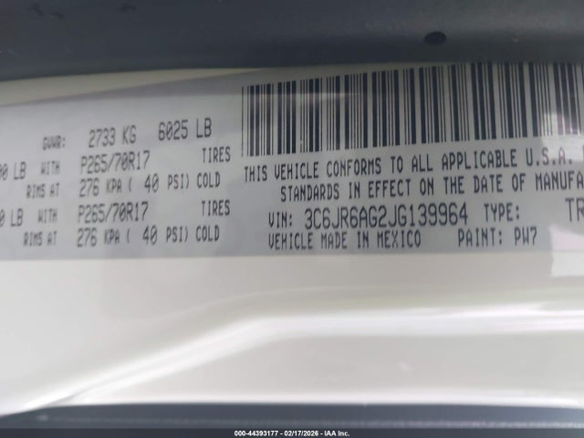 3C6JR6AG2JG139964 RAM 1500