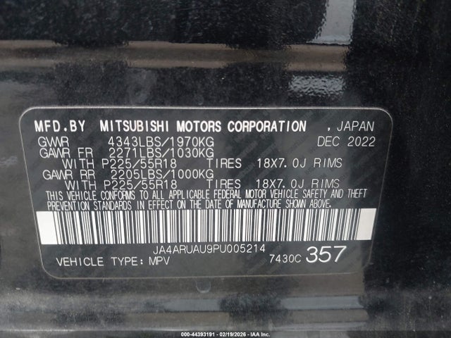 2023 MITSUBISHI OUTLANDER SPORT JA4ARUAU9PU005214 Photo 8