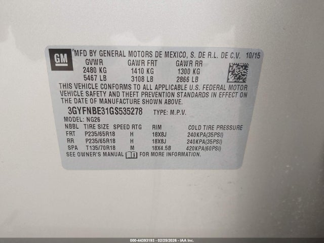 2016 CADILLAC SRX 3GYFNBE31GS535278 Photo 8