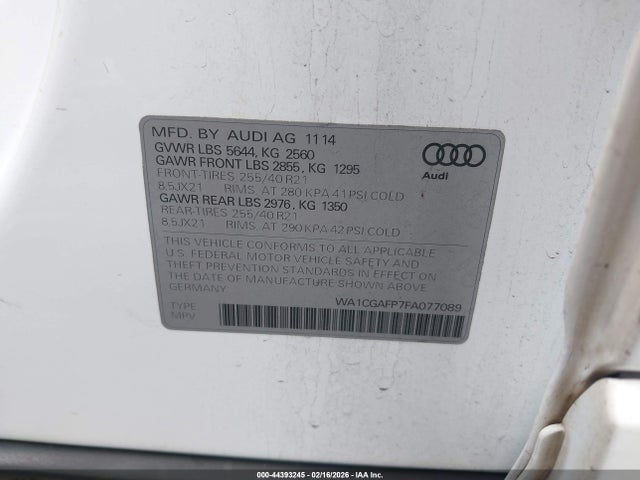 2015 AUDI SQ5 WA1CGAFP7FA077089 Photo 8