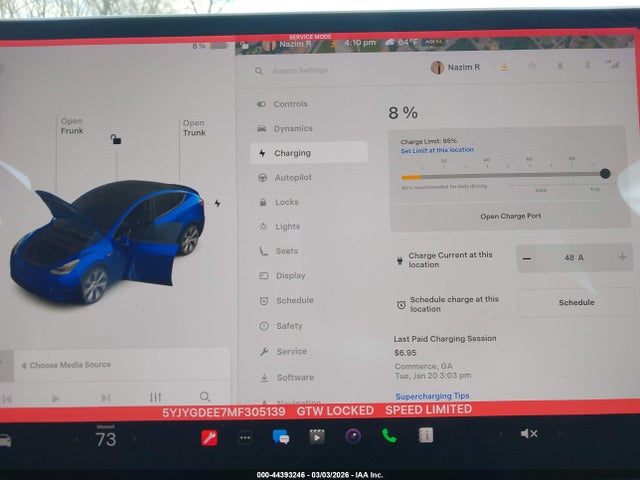 Продаж на аукціоні авто 2021 Tesla Model Y Long Range Dual Motor All-wheel Drive, vin: 5YJYGDEE7MF305139, номер лоту: 44393246