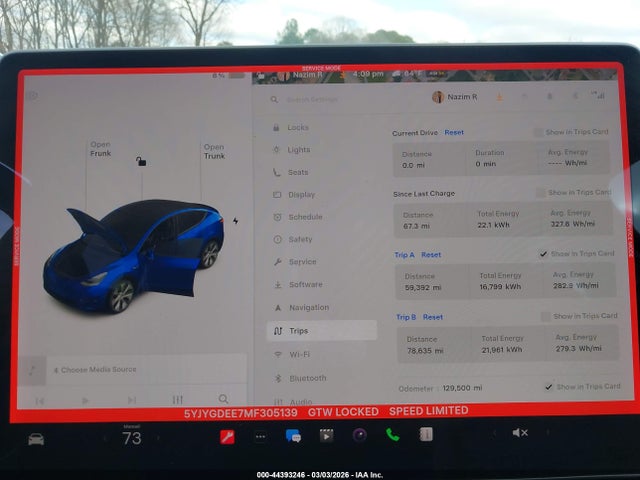 Продаж на аукціоні авто 2021 Tesla Model Y Long Range Dual Motor All-wheel Drive, vin: 5YJYGDEE7MF305139, номер лоту: 44393246