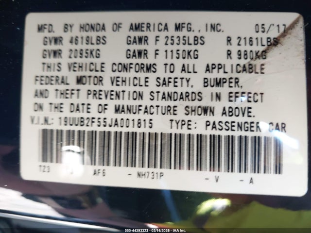 Продажа на аукционе авто 2018 Acura Tlx Tech Pkg, vin: 19UUB2F55JA001815, номер лота: 44393323