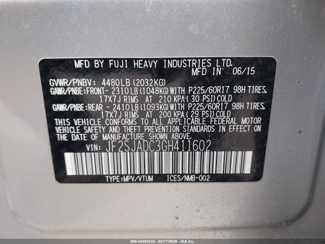 JF2SJADC3GH411602 Subaru Forester 2.5i Premium
