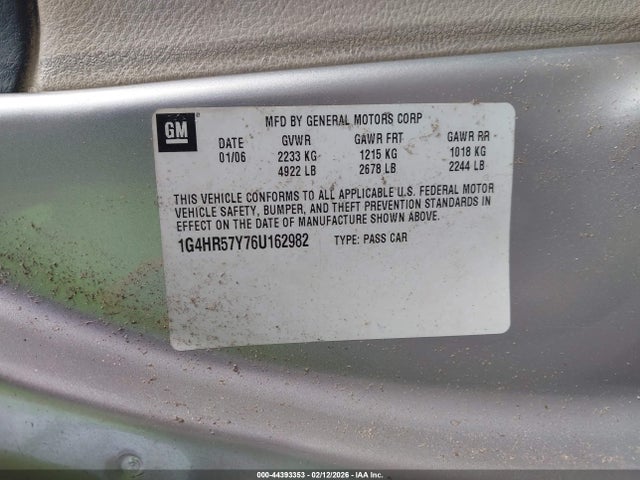 44393353 :رقم المزاد ، 1G4HR57Y76U162982 vin ، 2006 Buick Lucerne Cxl مزاد بيع
