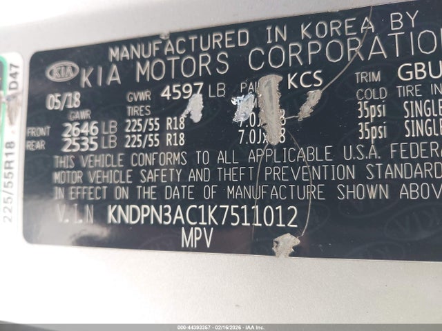 2019 KIA SPORTAGE KNDPN3AC1K7511012 Photo 8