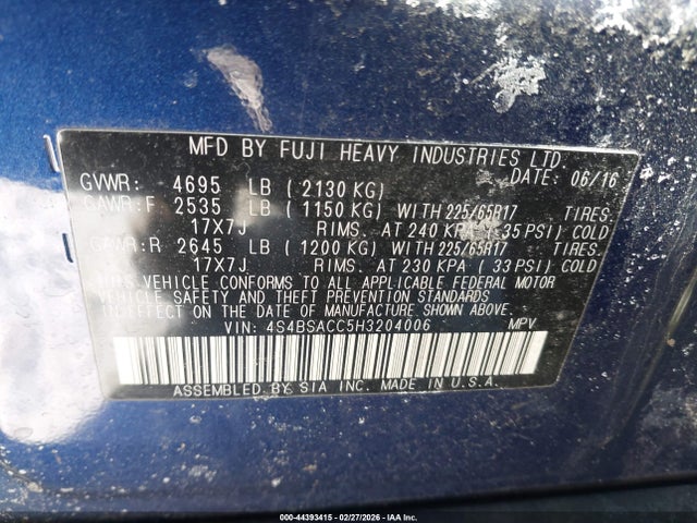 4S4BSACC5H3204006 Subaru Outback 2.5i Premium