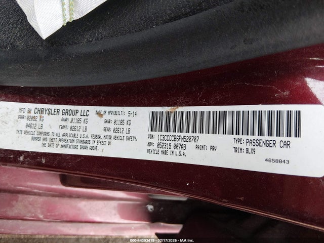 44393419 :رقم المزاد ، 1C3CCCCB6FN520707 vin ، 2015 Chrysler 200 C مزاد بيع