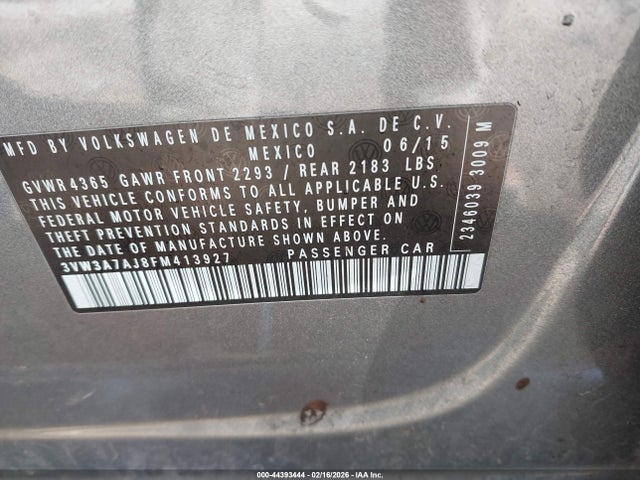 Aukcja sprzedaży 2015 Volkswagen Jetta 2.0l Tdi Se, vin: 3VW3A7AJ8FM413927, numer aukcji: 44393444