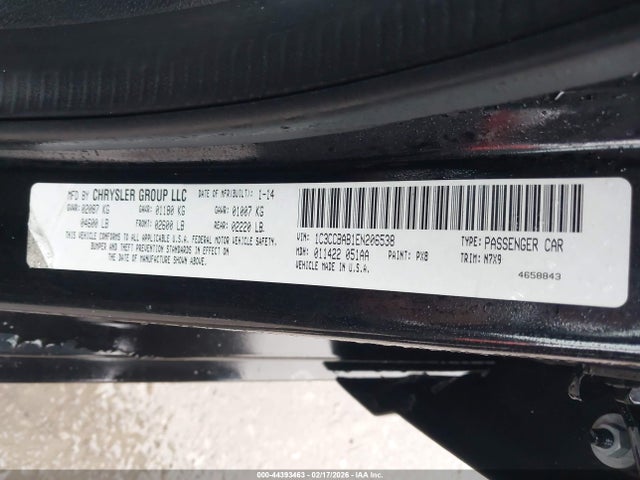 Aukcja sprzedaży 2014 Chrysler 200 Lx, vin: 1C3CCBAB1EN206538, numer aukcji: 44393463