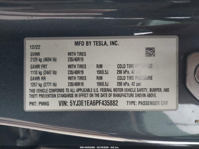 Aukcja sprzedaży 2023 Tesla Model 3 Rear-wheel Drive, vin: 5YJ3E1EA6PF435882, numer aukcji: 44393465