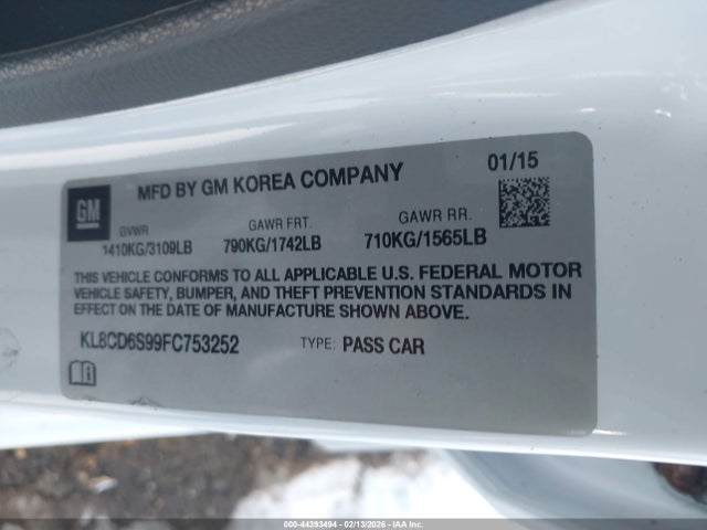 KL8CD6S99FC753252 Chevrolet Spark 1lt Cvt