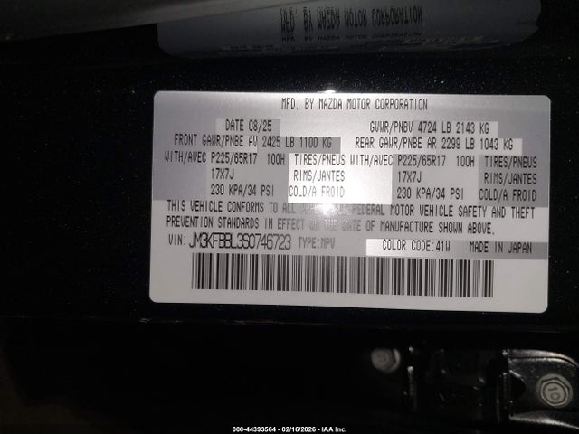 Aukcja sprzedaży 2025 Mazda Cx-5 2.5 S Select, vin: JM3KFBBL3S0746723, numer aukcji: 44393564