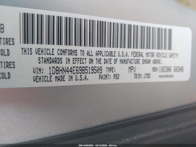 Aukcja sprzedaży 2009 Dodge Grand Caravan Se, vin: 1D8HN44E69B519509, numer aukcji: 44393592