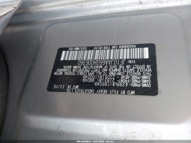 JF1GJAA66GH006360 Subaru Impreza 2.0i