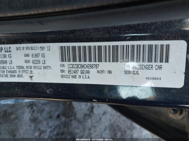 Продаж на аукціоні авто 2012 Chrysler 200 Limited, vin: 1C3CCBCB0CN288787, номер лоту: 44393670