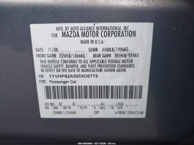 Aukcja sprzedaży 2009 Mazda Mazda6 I Touring, vin: 1YVHP82A595M36775, numer aukcji: 44393684