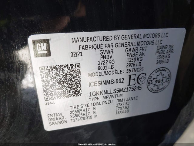 Продажа на аукционе авто 2021 Gmc Acadia At4, vin: 1GKKNLLS5MZ175245, номер лота: 44393698