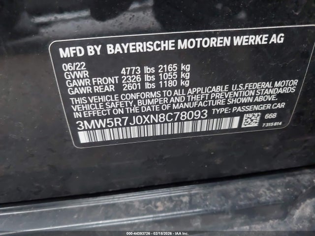 3MW5R7J0XN8C78093 BMW 330i Xdrive