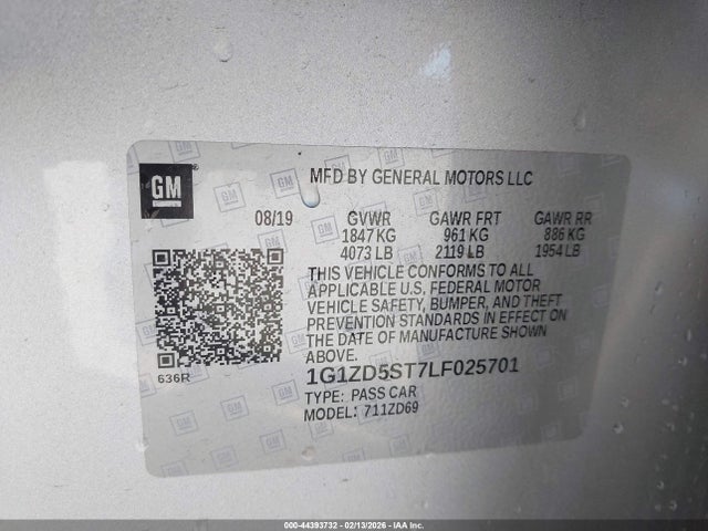 1G1ZD5ST7LF025701 Chevrolet Malibu Fwd Lt