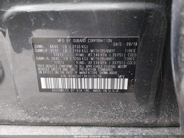 4S4BSAFC8K3228738 Subaru Outback 2.5i Premium