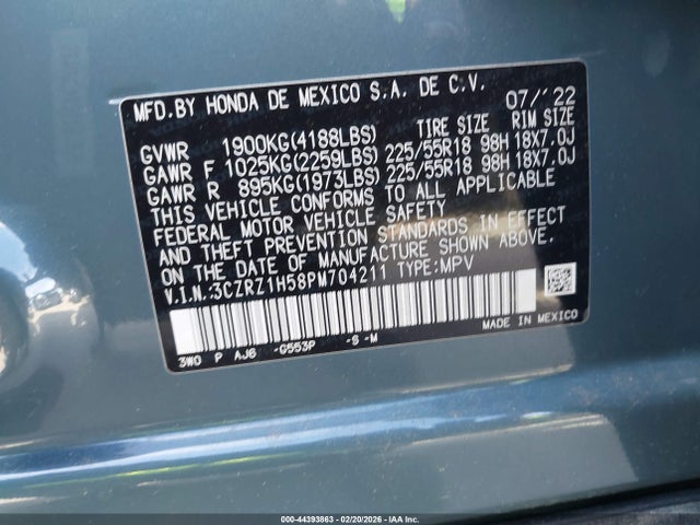 3CZRZ1H58PM704211 Honda Hr-v 2wd Sport