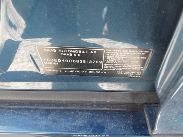 2008 SAAB 9-5 YS3ED49G883513789 Photo 8
