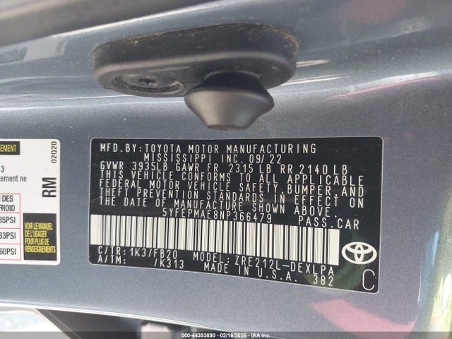 Toyota COROLLA LE 2022 5YFEPMAE8NP366479 Image 9