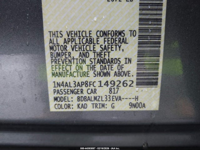 Nissan Altima 2.5 Sv 2015 1N4AL3AP8FC149262 Image 9