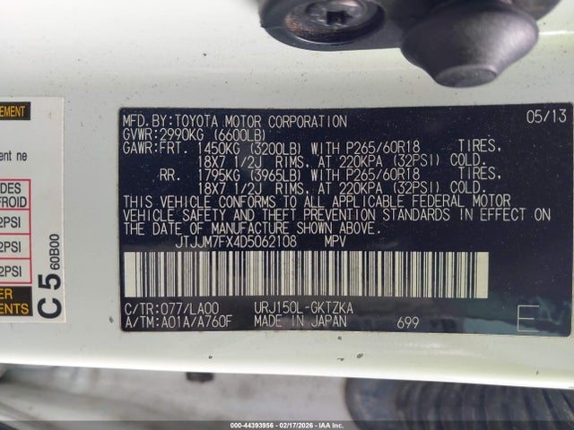 Продаж на аукціоні авто 2013 Lexus Gx 460 Premium, vin: JTJJM7FX4D5062108, номер лоту: 44393956