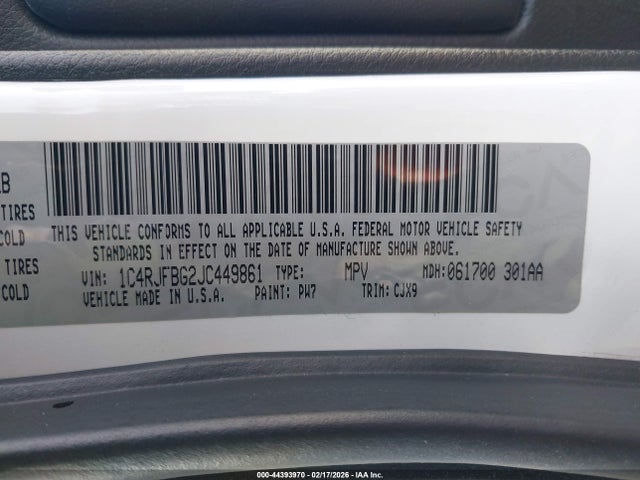 Продажа на аукционе авто 2018 Jeep Grand Cherokee Limited 4x4, vin: 1C4RJFBG2JC449861, номер лота: 44393970