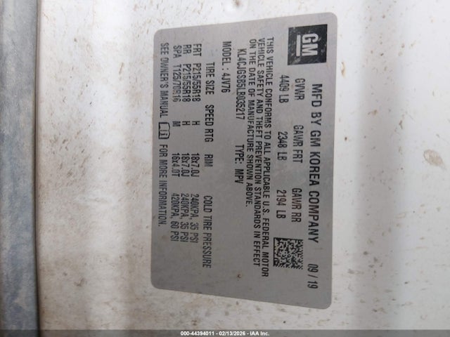 KL4CJGSB5LB035217 Buick Encore Awd Essence