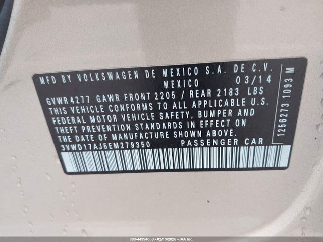 3VWD17AJ5EM279350 Volkswagen Jetta 1.8t Se