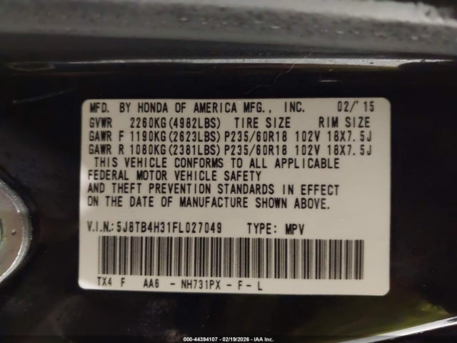 5J8TB4H31FL027049 Acura RDX