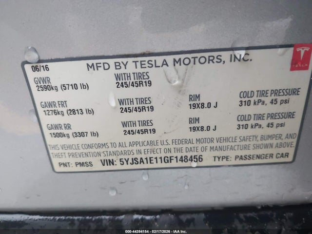 2016 TESLA MODEL S 5YJSA1E11GF148456 Photo 8