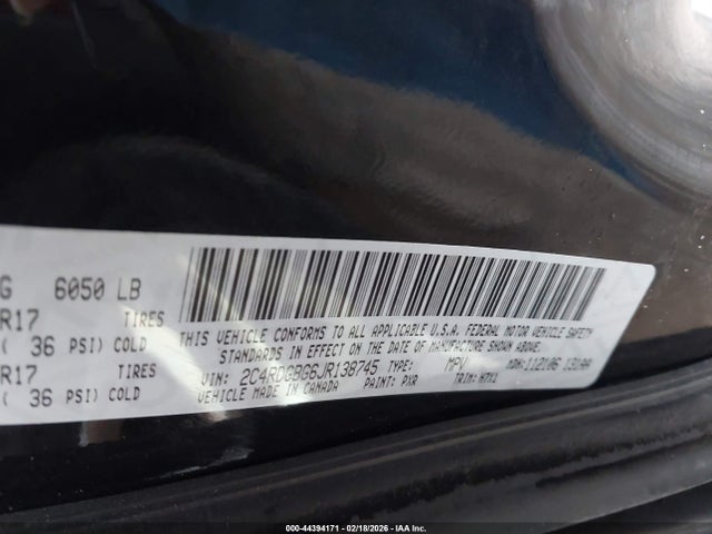 Продажа на аукционе авто 2018 Dodge Grand Caravan Se, vin: 2C4RDGBG6JR138745, номер лота: 44394171