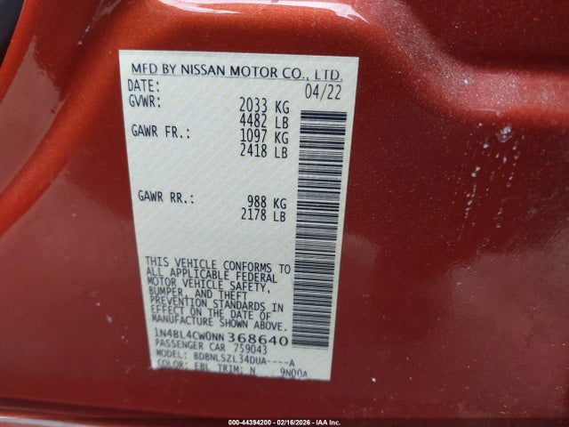 Nissan Altima Sr Intelligent Awd 2022 1N4BL4CW0NN368640 Image 9