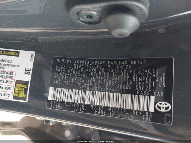 Toyota COROLLA LE 2025 5YFB4MDE4SP296711 Image 9