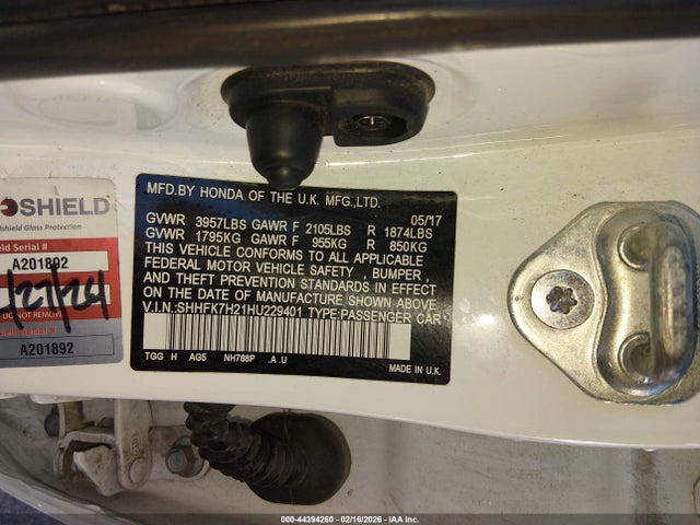 SHHFK7H21HU229401 Honda Civic Lx
