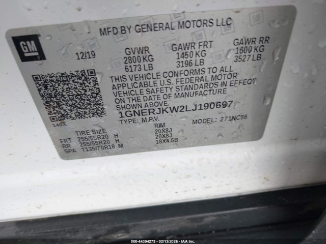 1GNERJKW2LJ190697 Chevrolet Traverse Fwd Rs