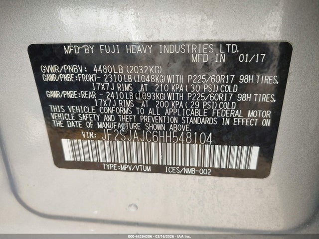 2017 SUBARU FORESTER JF2SJAJC6HH548104 Photo 8